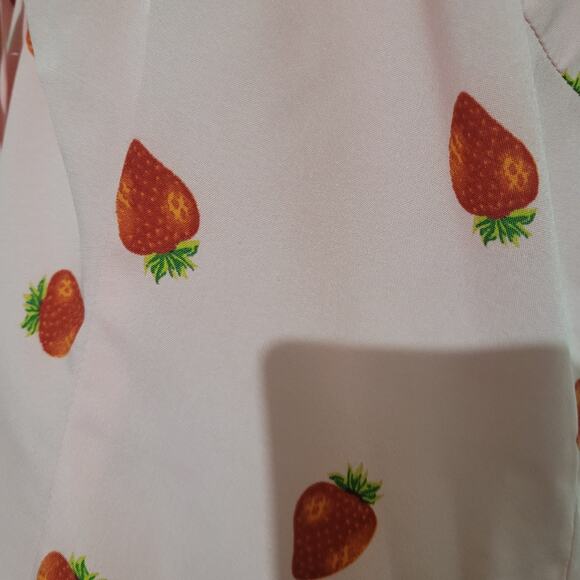 Shein Pink Strawberry Print Ruffle Strap Dress 2XL Cottagecore Twee Y2K Cute - Picture 5 of 8